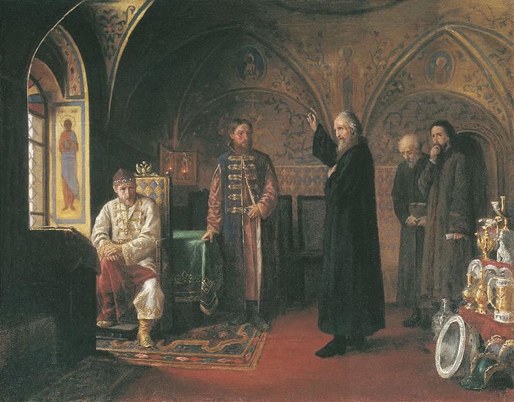 unknow artist Metropolitan Philip and Ivan the Terrible oil painting picture